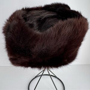 GORGEOUS Vintage Genuine Mink Fur Hat Brown Luxurious Warm Soft Pill Finland EUC